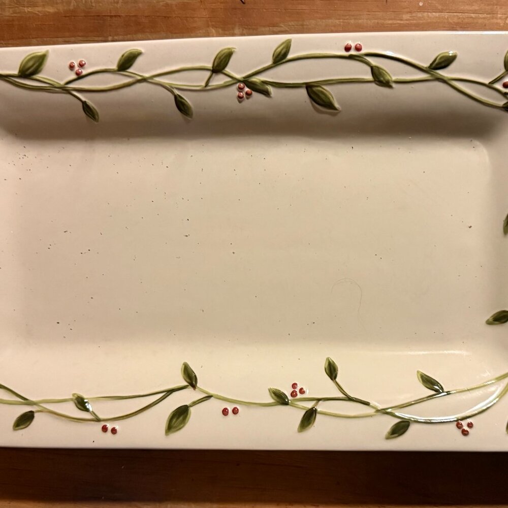 Rectangular Cream Christmas Platter by HOME